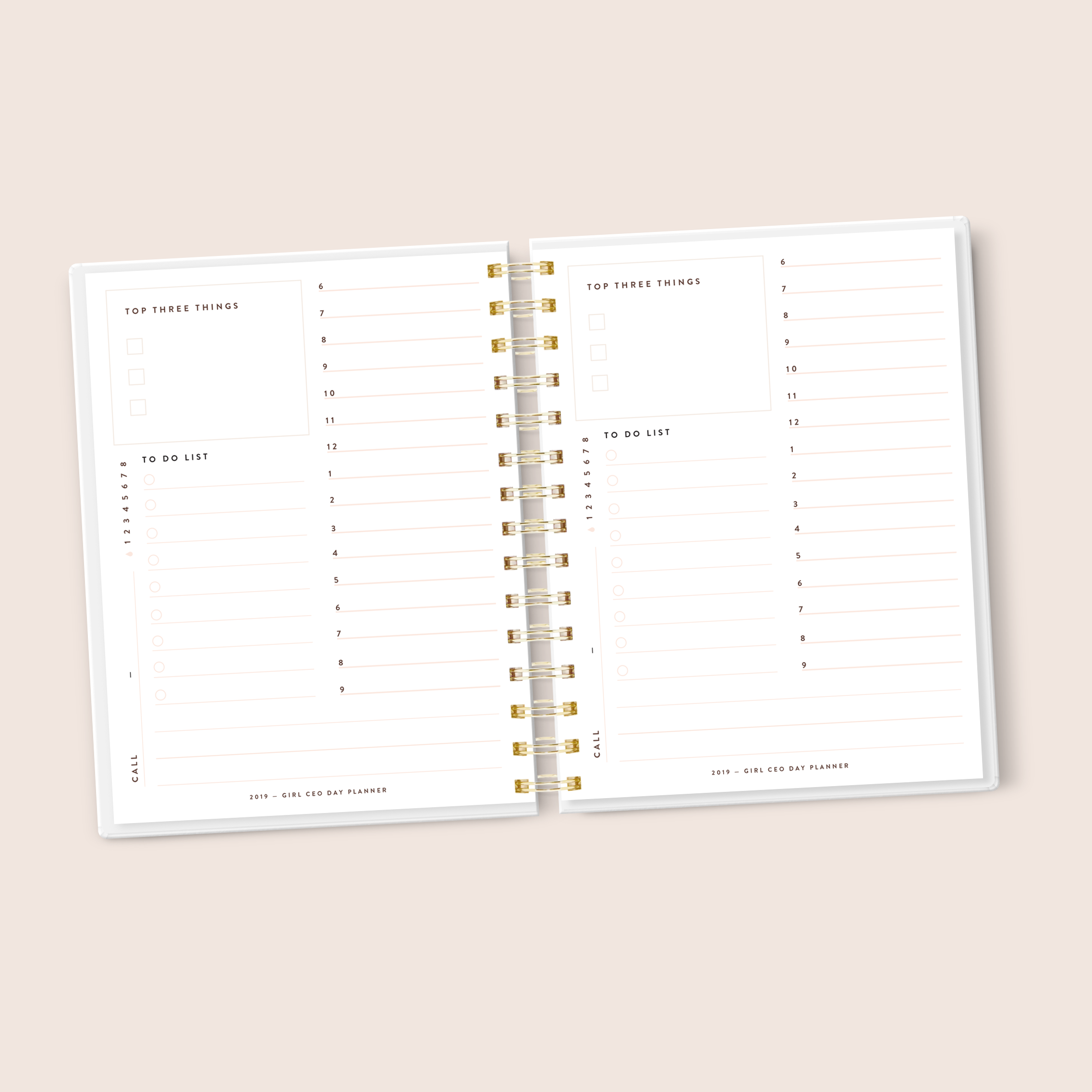 Dateless Marble Girl CEO Professional Daily Planner- Pink Marble