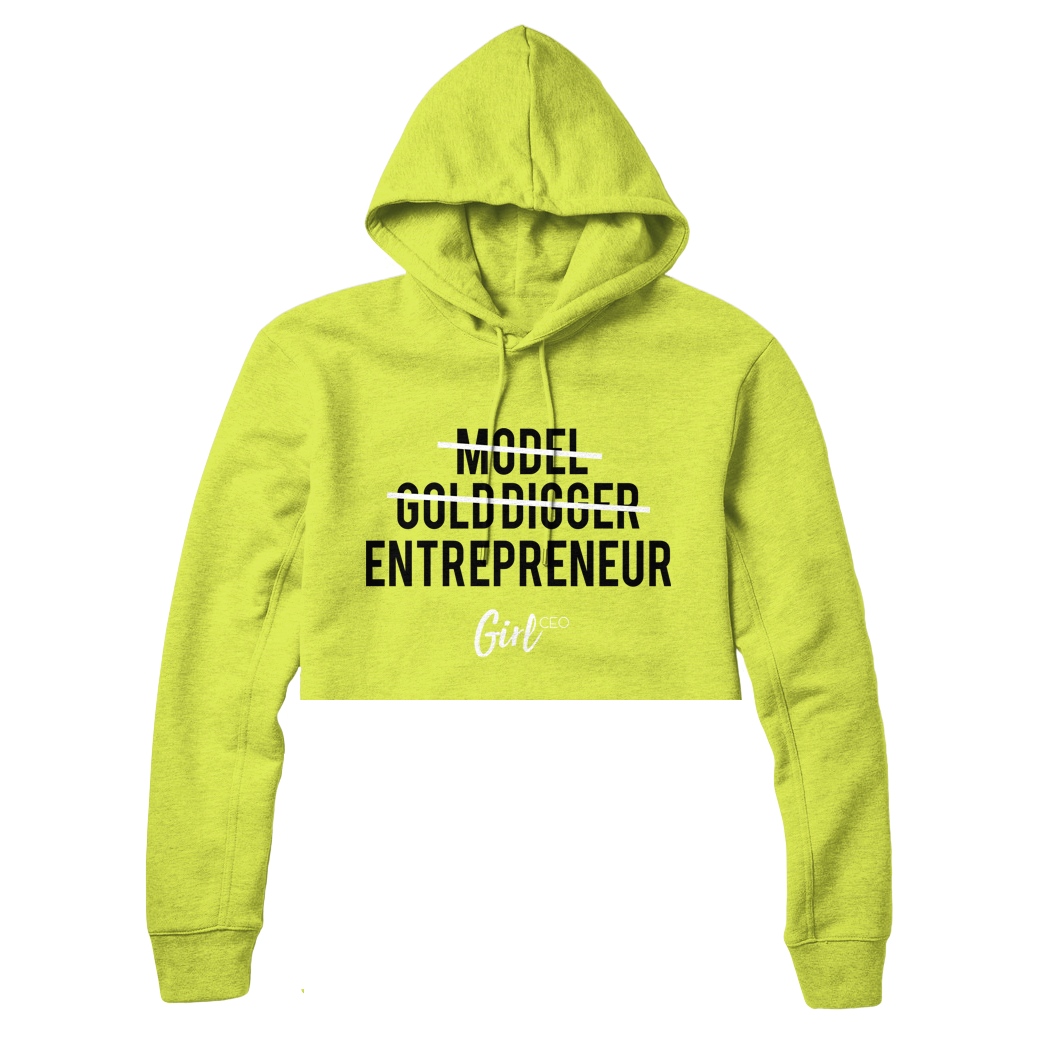 Cropped Classic Girl CEO Hoodie Neon Green Limited Edition