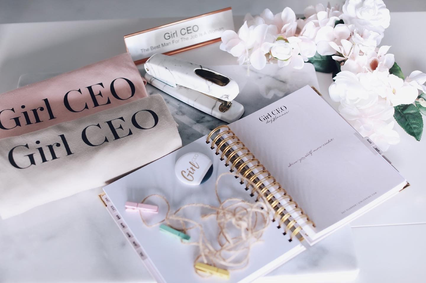 Dateless She’s the CEO Professional Daily Planner - Pastel Pink